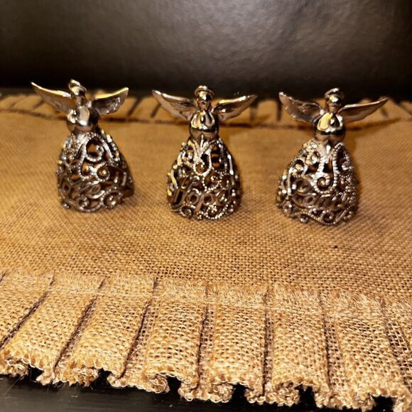 Lenox Metal Silver Tone Angels of HOPE LOVE PEACE Ornament 3" Beautiful 3-Piece - Picture 8 of 8